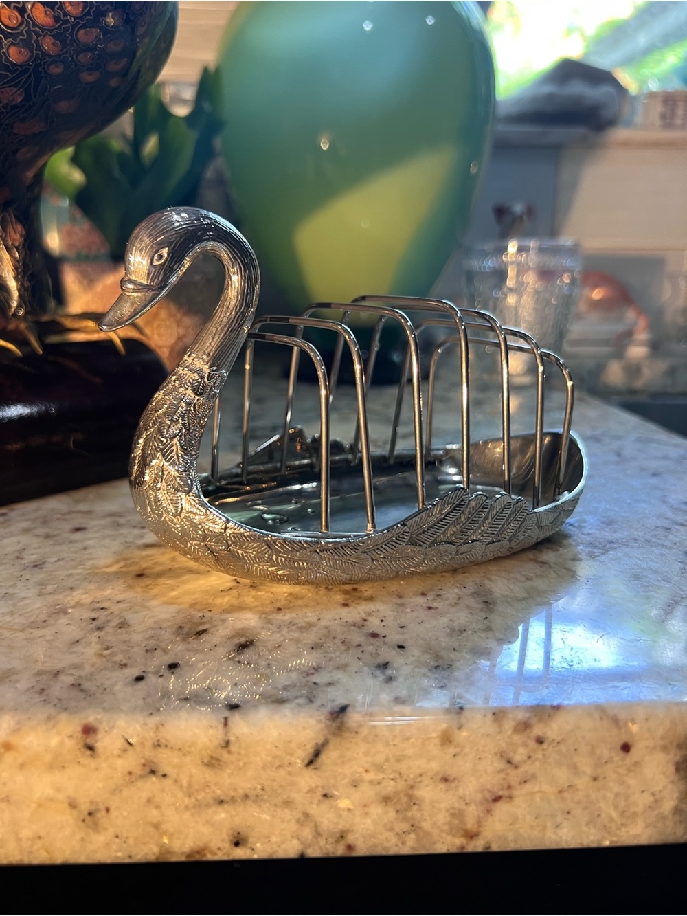 Antique Silver Swan Toast Rack in Excellent Condition